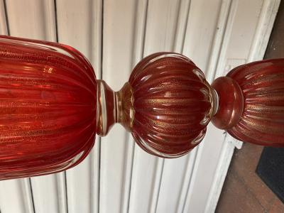 Paire de vases rouges en verre de Murano 2