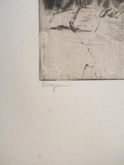 Maximilien LUCE - Woman reading (Eugénie) Circa 1895 - Original signed etching 2
