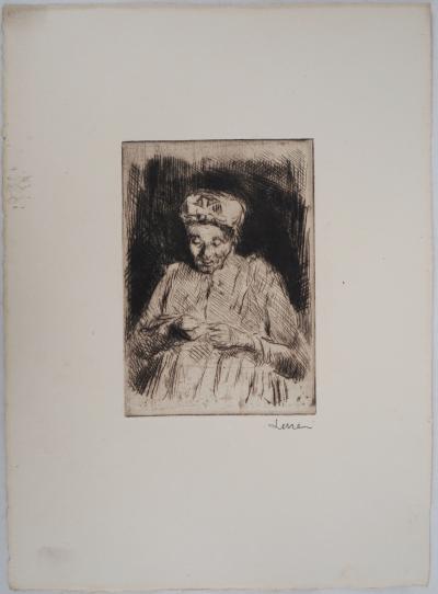 Maximilien LUCE - La Dentelière Vers 1895 - Gravure originale signée 2
