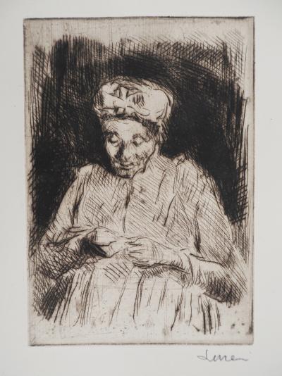 Maximilien LUCE - La Dentelière Vers 1895 - Gravure originale signée 2