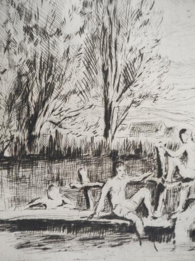 Maximilien LUCE - Baigneurs ( Hommage à Cézanne) Vers 1895 - Gravure originale signée 2