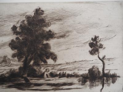 Maximilien LUCE - Paysage bucolique (Yonne) Vers 1910 - Gravure originale signée 2