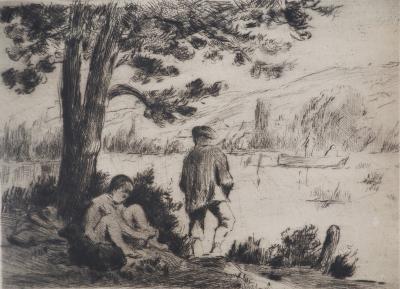 Maximilien LUCE - Après-midi d'Été dans l'Yonne Vers 1890 - Gravure originale signée 2