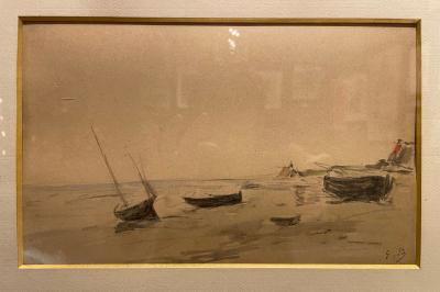 Eugène BOUDIN - Barques sur la plage - Aquarelle 2