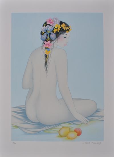 Mara TRAN LONG : Geisha nue de dos - Lithographie originale signée au crayon 2