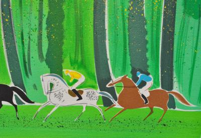 Serge LASSUS : Cavaliers en été - Lithographie originale signée au crayon 2