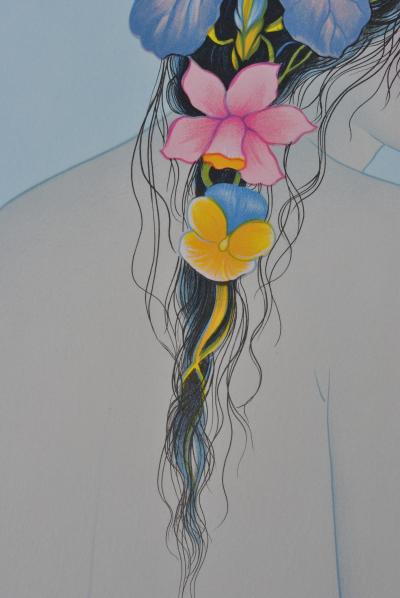 Mara TRAN LONG : Geisha nue de dos, Lithographie originale signée au crayon 2