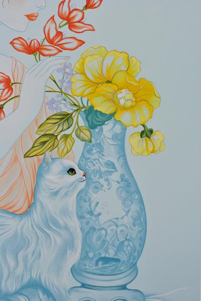 Mara TRAN LONG : Geisha au vase - Lithographie originale signée au crayon 2