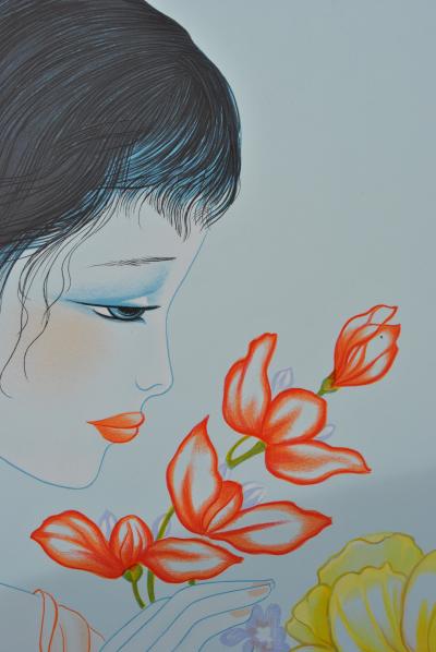 Mara TRAN LONG : Geisha au vase - Lithographie originale signée au crayon 2