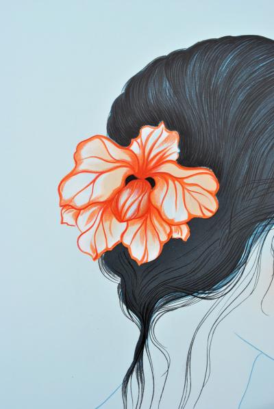 Mara TRAN LONG : Geisha au vase - Lithographie originale signée au crayon 2