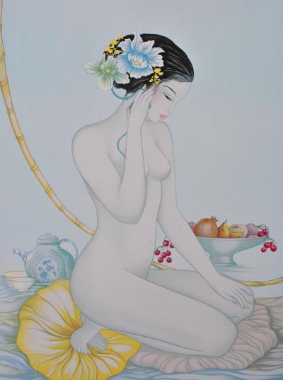 Mara TRAN LONG :  Geisha aux fruits - Lithographie originale signée au crayon, 250ex 2