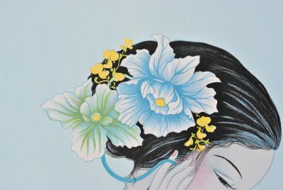 Mara TRAN LONG :  Geisha aux fruits - Lithographie originale signée au crayon, 250ex 2