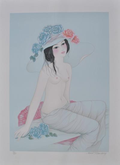 Mara TRAN LONG :  Geisha à la Rose - Lithographie originale signée au crayon 2