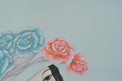 Mara TRAN LONG :  Geisha à la Rose - Lithographie originale signée au crayon 2