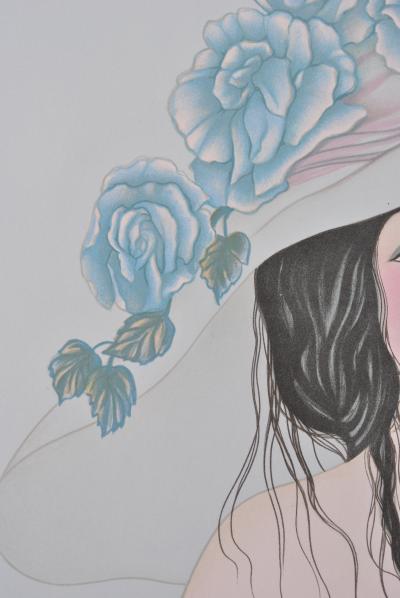 Mara TRAN LONG :  Geisha à la Rose - Lithographie originale signée au crayon 2