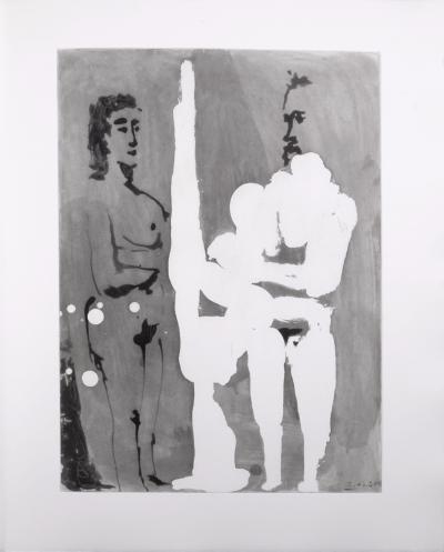 PICASSO - Peintre debout à son chevalet avec son modèle, 1966 - A fantastic original large-size etching (Aquatint) by the Master! 2