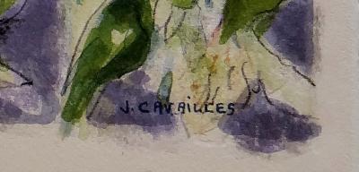 Jules CAVAILLÈS - Le grenouille et le rat, 1966, Gravure sur bois 2