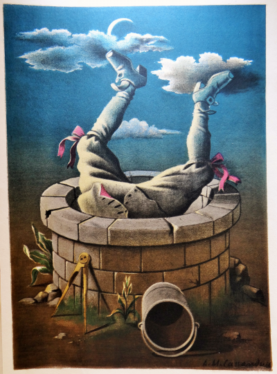 A. M. CASSANDRE - L’astrologue qui se laisse tomber dans un puits, 1966 - Gravure sur bois 2