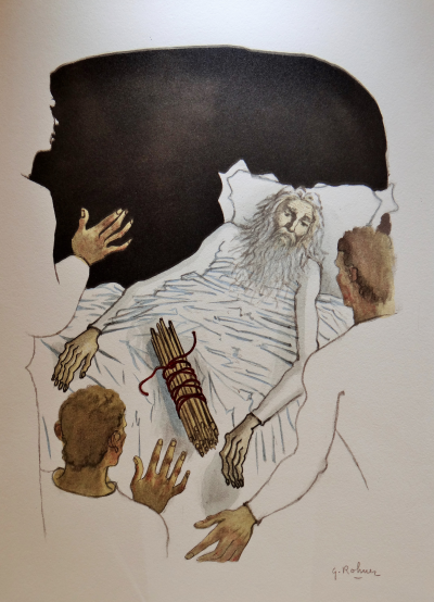 ROHNER - Le veillard et ses enfants, 1966, Gravure sur bois 2
