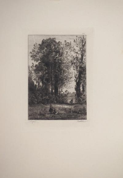 JB Camille COROT (d’après) - La cueillette, 1873 - Gravure 2