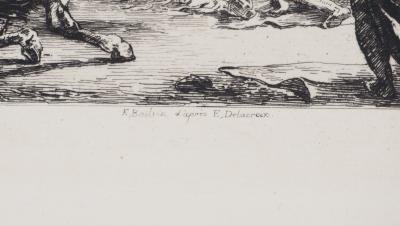 Eugène DELACROIX - Chevaux se battant dans une écurie, 1873 - Gravure signée 2