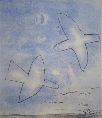 Georges BRAQUE (d’après) - Les oiseaux, 1958 - Pochoir en couleurs signé 2