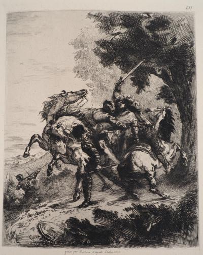 Eugène DELACROIX (d’après) - Le combat, 1873 - Gravure signée 2