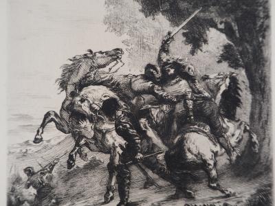 Eugène DELACROIX (d’après) - Le combat, 1873 - Gravure signée 2