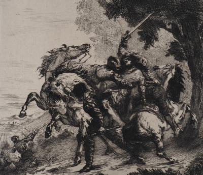 Eugène DELACROIX (d’après) - Le combat, 1873 - Gravure signée 2