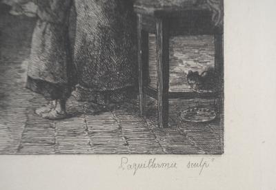 Jean François MILLET - L’aumone - Gravure, Signée #Durand Ruel - 1873 2