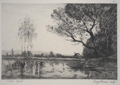 JB Camille COROT (d’après) - L’Ile Saint Ouen - Gravure, Signée #Durand Ruel - 1873 2
