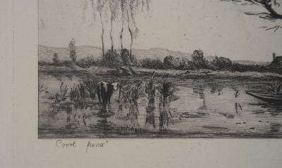 JB Camille COROT (d’après) - L’Ile Saint Ouen - Gravure, Signée #Durand Ruel - 1873 2