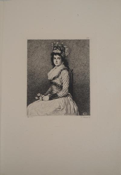 Francisco Goya : Jeune femme à la rose - Gravure, Signée #Durand Ruel - 1873 2