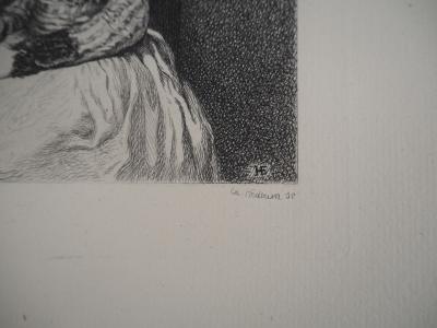 Francisco Goya : Jeune femme à la rose - Gravure, Signée #Durand Ruel - 1873 2