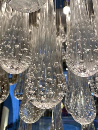 Grand lustre gouttes d’eau en verre de Murano et leds de couleur 2