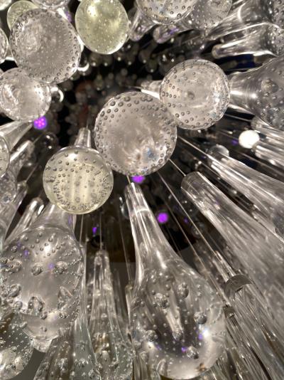 Grand lustre gouttes d’eau en verre de Murano et leds de couleur 2