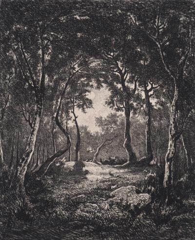 Théodore ROUSSEAU (d’après) - Jardin au clair de lune,1873 - Gravure 2
