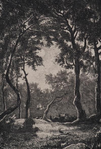 Théodore ROUSSEAU (d’après) - Jardin au clair de lune,1873 - Gravure 2