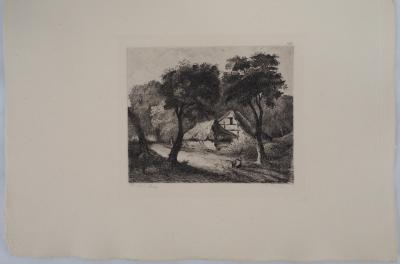 Georges Michel (d’après) - Chaumières sous les arbres - Gravure, Signée #Durand Ruel - 1873 2