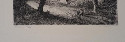 Georges Michel (d’après) - Chaumières sous les arbres - Gravure, Signée #Durand Ruel - 1873 2