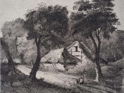 Georges Michel (d’après) - Chaumières sous les arbres - Gravure, Signée #Durand Ruel - 1873 2