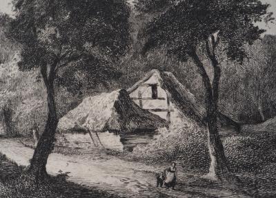Georges Michel (d’après) - Chaumières sous les arbres - Gravure, Signée #Durand Ruel - 1873 2