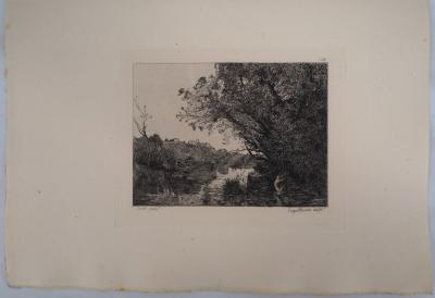 JB Camille COROT (d’après) - Le baigneur- Gravure, Signée #Durand Ruel - 1873 2