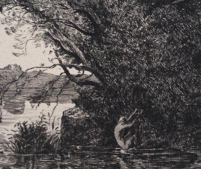 JB Camille COROT (d’après) - Le baigneur- Gravure, Signée #Durand Ruel - 1873 2