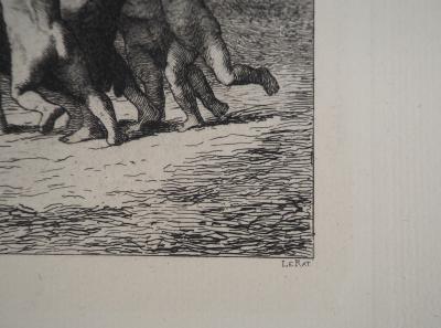 Jean François MILLET (d’après) - Femme entrainée par les amours, 1873 - Gravure signée 2