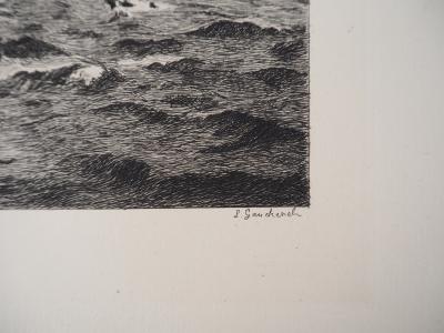 Edouard MANET (d’après) : Combat naval - Gravure, Signée #Durand Ruel - 1873 2