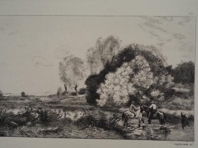 JB Camille COROT (d’après) - Cavaliers, 1973 - Gravure, Signée #Durand Ruel 2