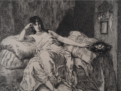 Henri-Léopold LEVY : Femme de harem - Gravure, Signée #Durand Ruel - 1873 2