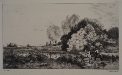 JB Camille COROT (d’après), Cavaliers - Gravure, Signée #Durand Ruel - 1873 2