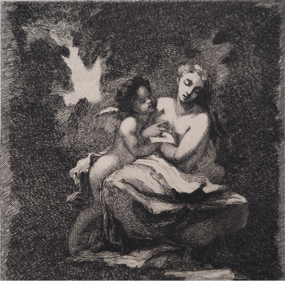 Narcisse DIAZ de la PENA : Nymphe et amour - Gravure, Signée #Durand Ruel - 1873 2
